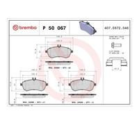 1x Kit de plaquettes de frein, frein à disque BREMBO P 50 067 convient pour
