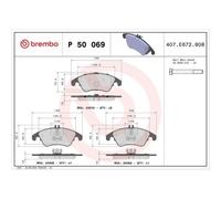 1x Kit de plaquettes de frein, frein à disque BREMBO P 50 069X convient pour
