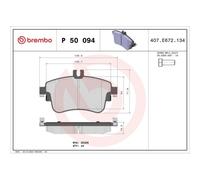 1x Kit de plaquettes de frein, frein à disque BREMBO P 50 094X convient pour