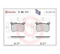 1x Kit de plaquettes de frein, frein à disque BREMBO P 50 111 convient pour