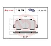 Brembo – Jeu de 4 plaquettes de frein P 54 002 – Réf. P 54 002