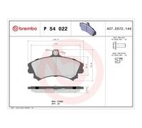 Brembo Plaquettes de frein P 54 022 pour Mitsubishi, Volvo, Proton