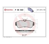 1x Kit de plaquettes de frein, frein à disque BREMBO P 56 022 convient pour
