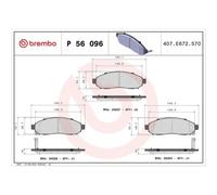 1x Kit de plaquettes de frein, frein à disque BREMBO P 56 096 convient pour