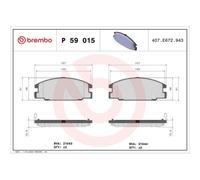 1x Kit de plaquettes de frein, frein à disque BREMBO P 59 015 convient pour