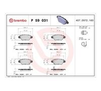 1x Kit de plaquettes de frein, frein à disque BREMBO P 59 031 convient pour