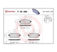 1x Kit de plaquettes de frein, frein à disque BREMBO P 59 080X convient pour