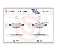 1x Kit de plaquettes de frein, frein à disque BREMBO P 61 054 convient pour