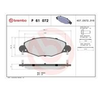 1x Kit de plaquettes de frein, frein à disque BREMBO P 61 072 convient pour
