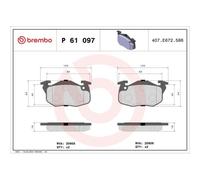 1x Kit de plaquettes de frein, frein à disque BREMBO P 61 097 convient pour