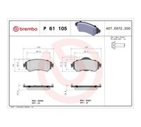 1x Kit de plaquettes de frein, frein à disque BREMBO P 61 105 convient pour