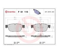 1x Kit de plaquettes de frein, frein à disque BREMBO P 61 115X convient pour
