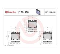 1x Kit de plaquettes de frein, frein à disque BREMBO P 83 186 convient pour