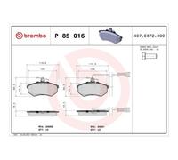 1x Kit de plaquettes de frein, frein à disque BREMBO P 85 016 convient pour