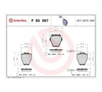 1x Kit de plaquettes de frein, frein à disque BREMBO P 85 067 convient pour