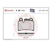 1x Kit de plaquettes de frein, frein à disque BREMBO P 85 111 convient pour