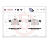 Brembo P85124 Plaquettes de Frein Arrière