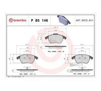 Jeu de plaquettes de frein BREMBO P 85 146, avant