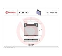 BREMBO P 86 001 Plaquettes de frein