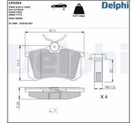 Delphi Jeu de plaquettes de frein LP2254 arrière – Jeu de 4