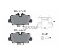 1x Kit de plaquettes de frein, frein à disque TEXTAR 2142101 convient pour