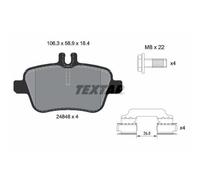 1x Kit de plaquettes de frein, frein à disque TEXTAR 2484805 convient pour