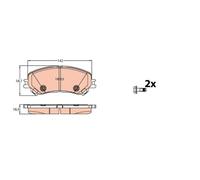 1x Kit de plaquettes de frein, frein à disque TRW GDB2152 convient pour