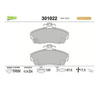 1x Kit de plaquettes de frein, frein à disque VALEO 301022 convient pour MG