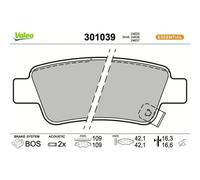 Valeo Plaquettes de frein Essential 301039 - Jeu de 4, essieu arrière, Certifiées ECE-R90