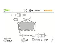 1x Kit de plaquettes de frein, frein à disque VALEO 301180 convient pour AUDI