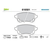 1x Kit de plaquettes de frein, frein à disque VALEO 610501 convient pour