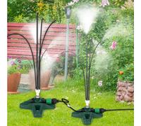 1x Kit de refroidissement par brouillard sur pied H:48cm, Misting System, Système de refroidissement par brouillard Pulvérisateur d'eau avec 10m de tube d'extension pour jardin terrasse