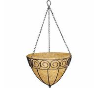 1x Lampe Suspendue Cone Design Ø35cm Garniture de Coco, Chaîne Et Crochet Fleurs