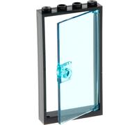 1x Lego cadre de porte 1x4x6 noir vitre transparent bleu clair 60616 60596
