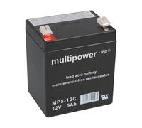 1X Multipower BLI-ACCUMULATEUR MP5-12C Pb 12V 5Ah Zyklenfest, Faston 6,3
