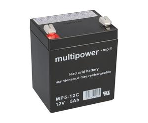1X Multipower BLI-ACCUMULATEUR MP5-12C Pb 12V 5Ah Zyklenfest, Faston 6,3
