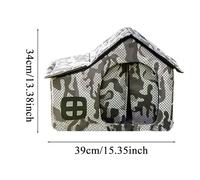 1x Outside Cat House, 39x34x34cm Waterproof Foldable Outside Space-Saving Winter Kitten House,Feral Cat Warm Shelter Enclosure - Pet Bedding & Furniture for Balcony Patio Garden Yard Lawn Garage