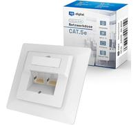 1x Prise réseau avec 2X connexions RJ45 Prise de données réseau encastrée pour câble d'installation Cat.5e EIA/TIA 568A & B 8P8C Connexion Internet Ethernet Blanche