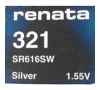 Renata – Pile de montre 321 (SR616SW) – 0% mercure, oxyde d'argent – 1x
