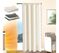 1x Rideau thermique protection contre le froid fronceur fenêtre porte rideau, 100% occultant Rideau thermique porte hiver blackout curtain, 140x260cm, Beige