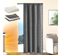 1x rideau thermique protection contre le froid fronceur fenêtre porte rideau, 100% occultant rideau thermique porte hiver blackout curtain, 140x260cm, gris