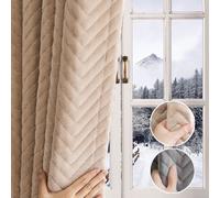 1x Rideau thermique Protection contre le froid Rideau thermique Rideau à fronces Rideaux opaques 100% occultants Rideau thermique occultant,140x265cm, Beige