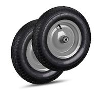 1x roue de brouette 4.80 4.00-8, roue de rechange, cauoutchouc, axe, jante en acier, 120 kg, 3 adaptateurs, noir-gris
