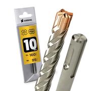 1x SDS Plus Foret à 4 tranchants PGM pour marteau perforateur Ø 10 mm x 95 mm - AMBOSS SDS Crusher 4 - Foret à béton HM professionnel 10 x 95 - Foret à pierre, béton armé, maçonnerie, brique, grès