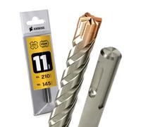 1x SDS Plus Foret à 4 tranchants PGM pour marteau perforateur Ø 11 mm x 145 mm - AMBOSS SDS Crusher 4 - Foret à béton HM professionnel 11 x 145 - Foret à pierre, béton armé, maçonnerie, brique, grès