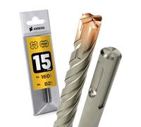 1x SDS Plus Foret à 4 tranchants PGM pour marteau perforateur Ø 15 mm x 82 mm - AMBOSS SDS Crusher 4 - Foret à béton HM professionnel 15 x 82 - Foret à pierre, béton armé, maçonnerie, brique, grès