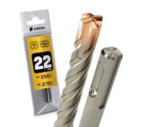 1x SDS Plus Foret à 4 tranchants PGM pour marteau perforateur Ø 22 mm x 270 mm - AMBOSS SDS Crusher 4 - Foret à béton HM professionnel 22 x 270 - Foret à pierre, béton armé, maçonnerie, brique, grès