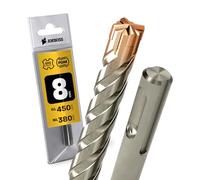 1x SDS Plus Foret à 4 tranchants PGM pour marteau perforateur Ø 8 mm x 380 mm - AMBOSS SDS Crusher 4 - Foret à béton HM professionnel 8 x 380 - Foret à pierre, béton armé, maçonnerie, brique, grès