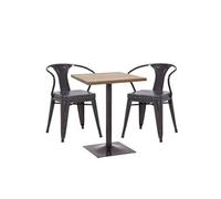 Set Table De Bistrot 2x Chaise De Salle À Manger Hwc-H10d, Chaise Table Chaise De Cuisine Gastronomie Mvg Noir-Gris, Table Marron Clair Multicolore