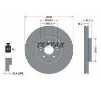 1X TEXTAR Disque De Frein Ø 308Mm Avant Pour RENAULT LAGUNA 16V